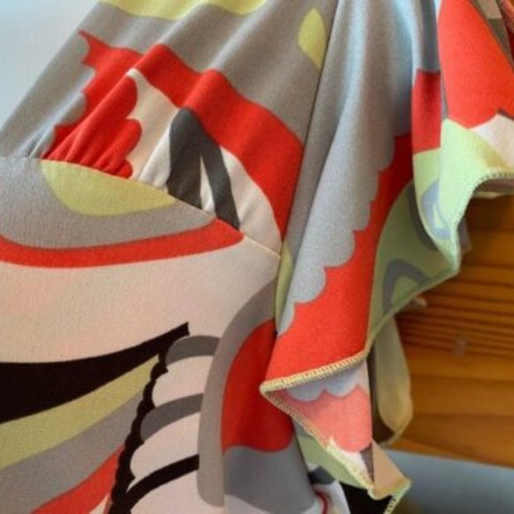 Lot of 3~DRESS BARN Silky s/s TUNIC TOPS~fluttery-BLUES-Retro ORANGE Gray-sz M - Picture 11 of 16